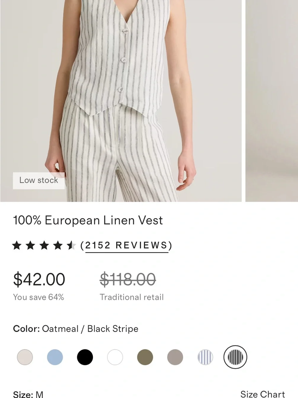 100% European Linen Matching Striped Vest and Pants Matching Set